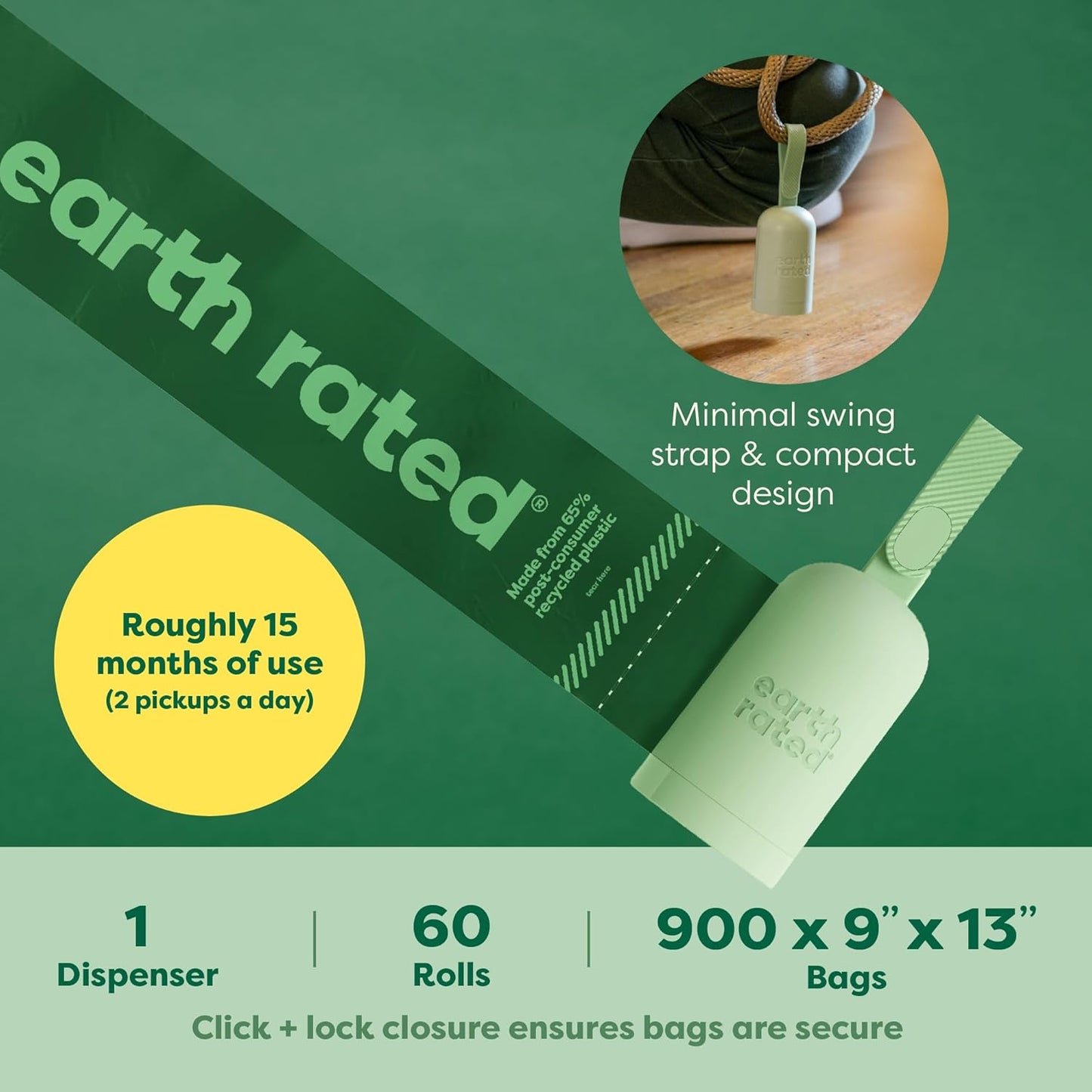 Dog Poop Bag Holder with Bags Lavender Scented, 1 Dispenser and 900 Count