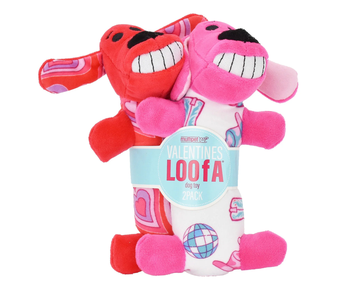 Hearts Loofa Plush Dog Toys, 2 Pack