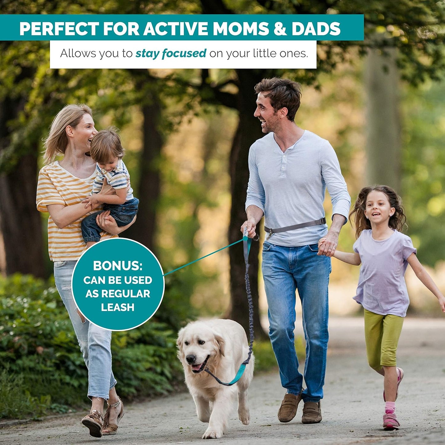 Hands-Free Waist Leash for Dog with Adjustable Belt