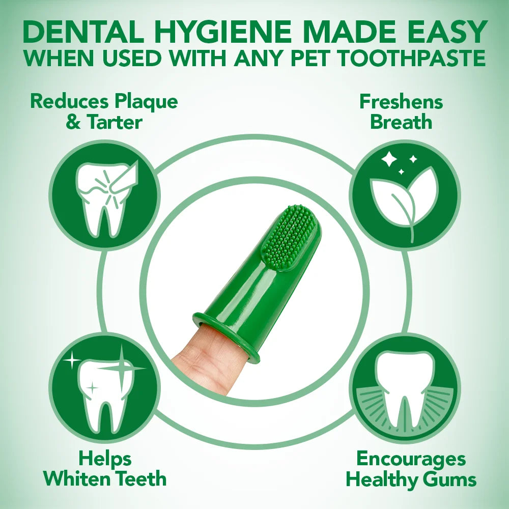 Dog Toothbrush - 10 Green Soft Finger Brushes per Pack