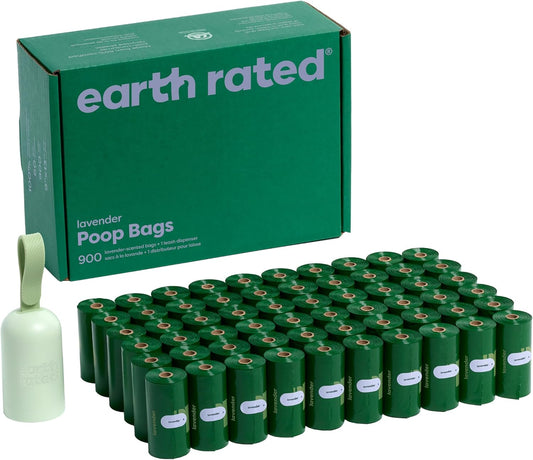 Dog Poop Bag Holder with Bags Lavender Scented, 1 Dispenser and 900 Count
