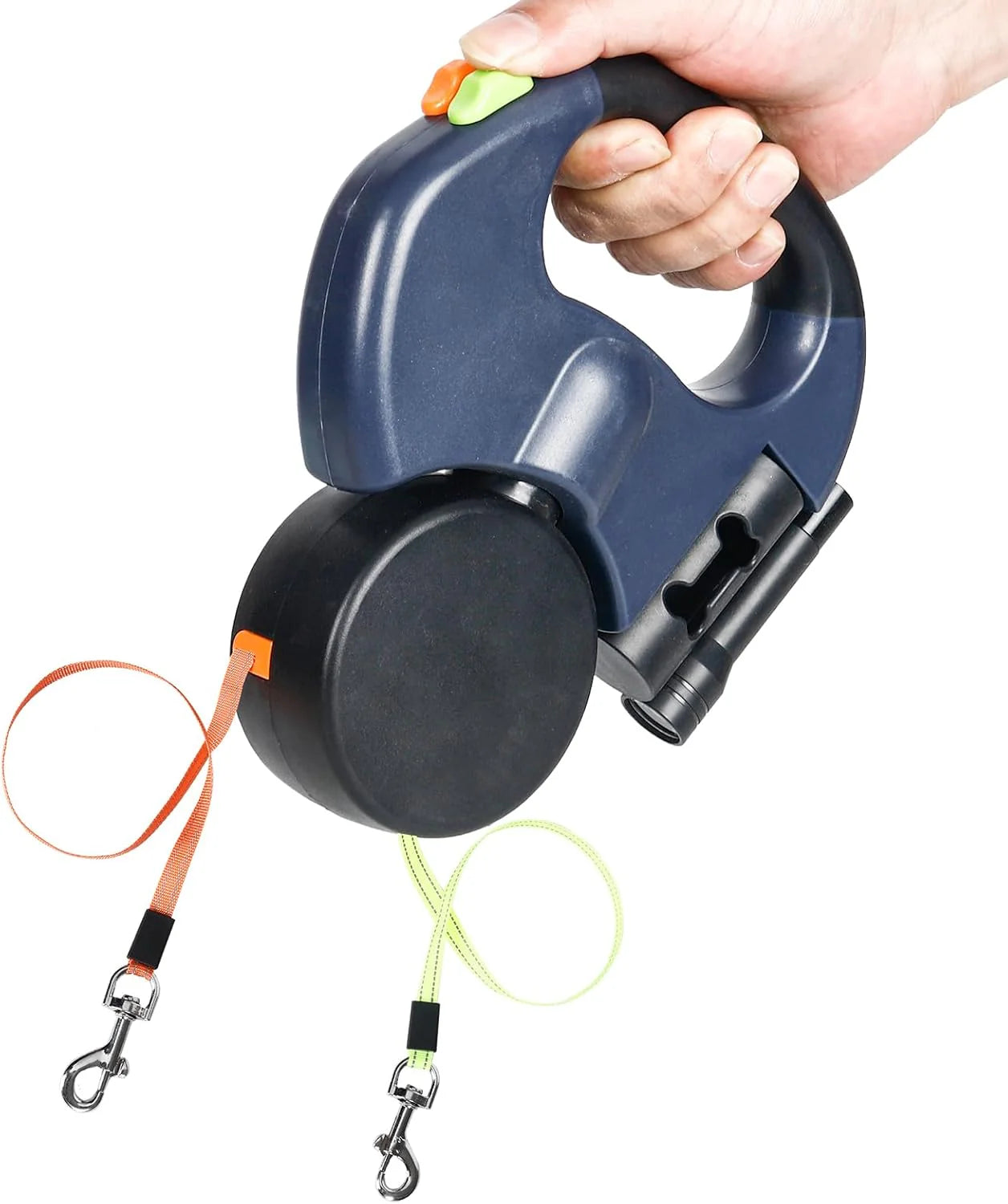 Dual Pet Leash Retractable, Reflective, 360 Swivel 