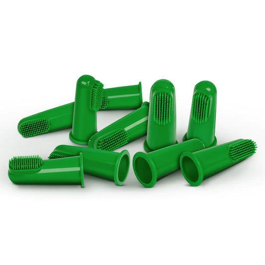 Dog Toothbrush - 10 Green Soft Finger Brushes per Pack