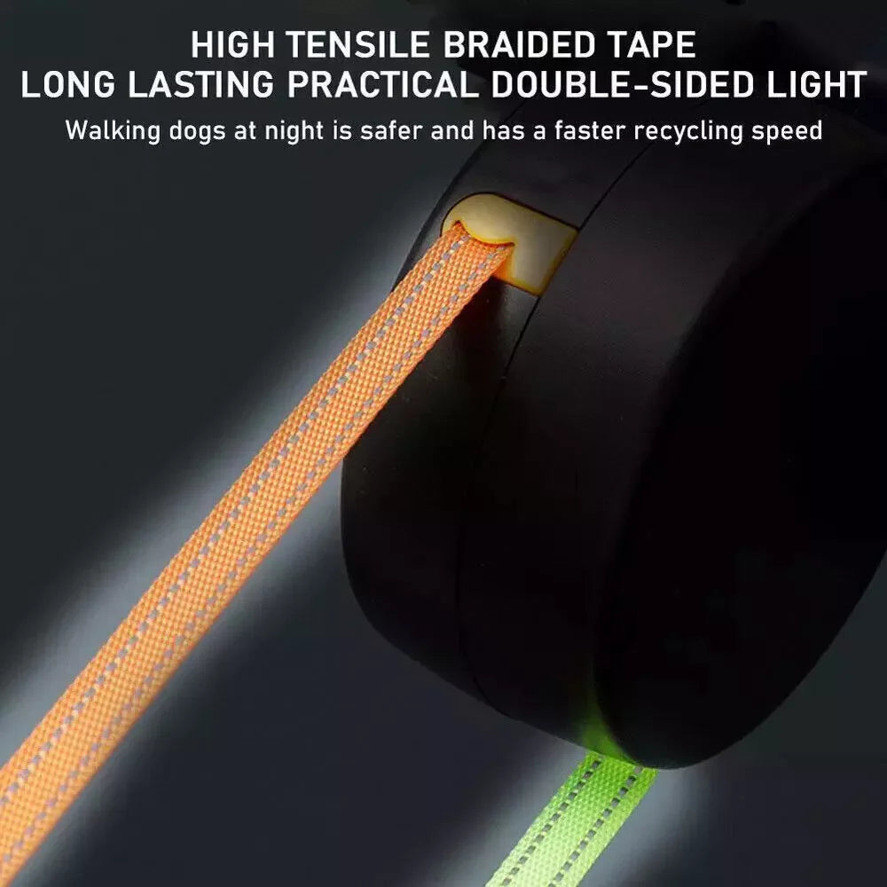 Dual Pet Leash Retractable, Reflective, 360 Swivel 